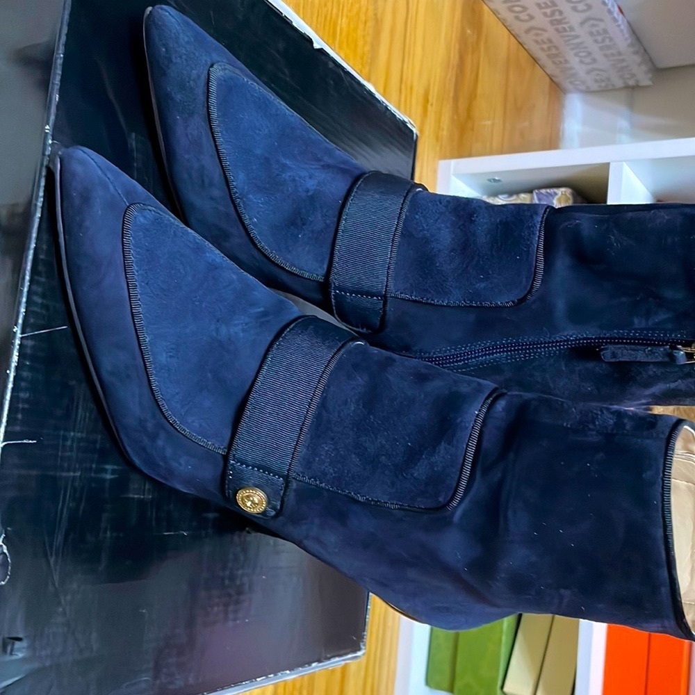 Navy Suede Ankle Boots